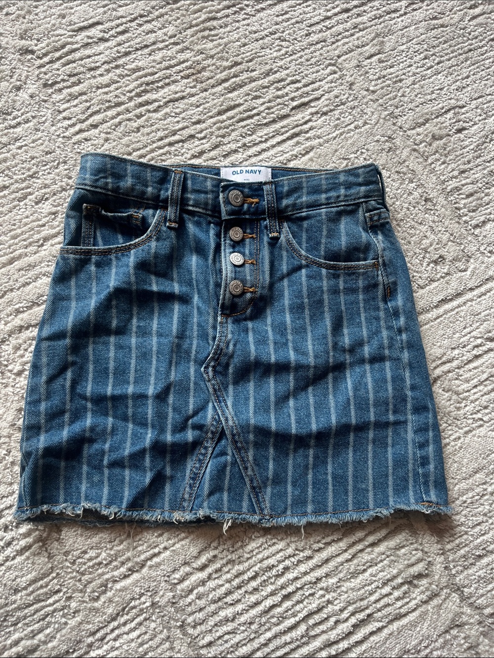 Old Navy | Girls Blue Striped Denim Mini Skirt, M (8)